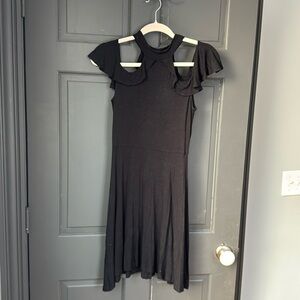 Sweet Black Dress with Flutter Sleeves
